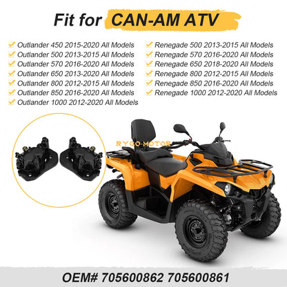 2 x Front Brake Calipers & Pads for Can-Am Renegade
