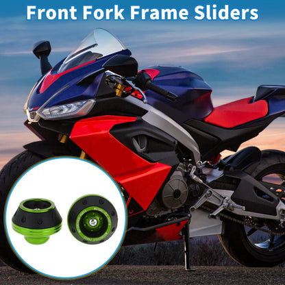 Front Fork Frame Slider 2x Aluminum Alloy Green for Motorcycle