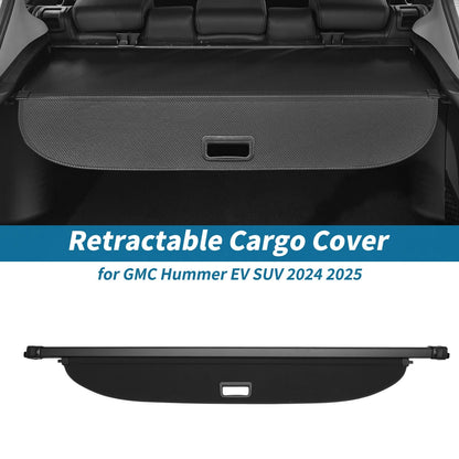 Rear Retractable Cargo Cover for GMC Hummer EV SUV (2024 - 2025) Black