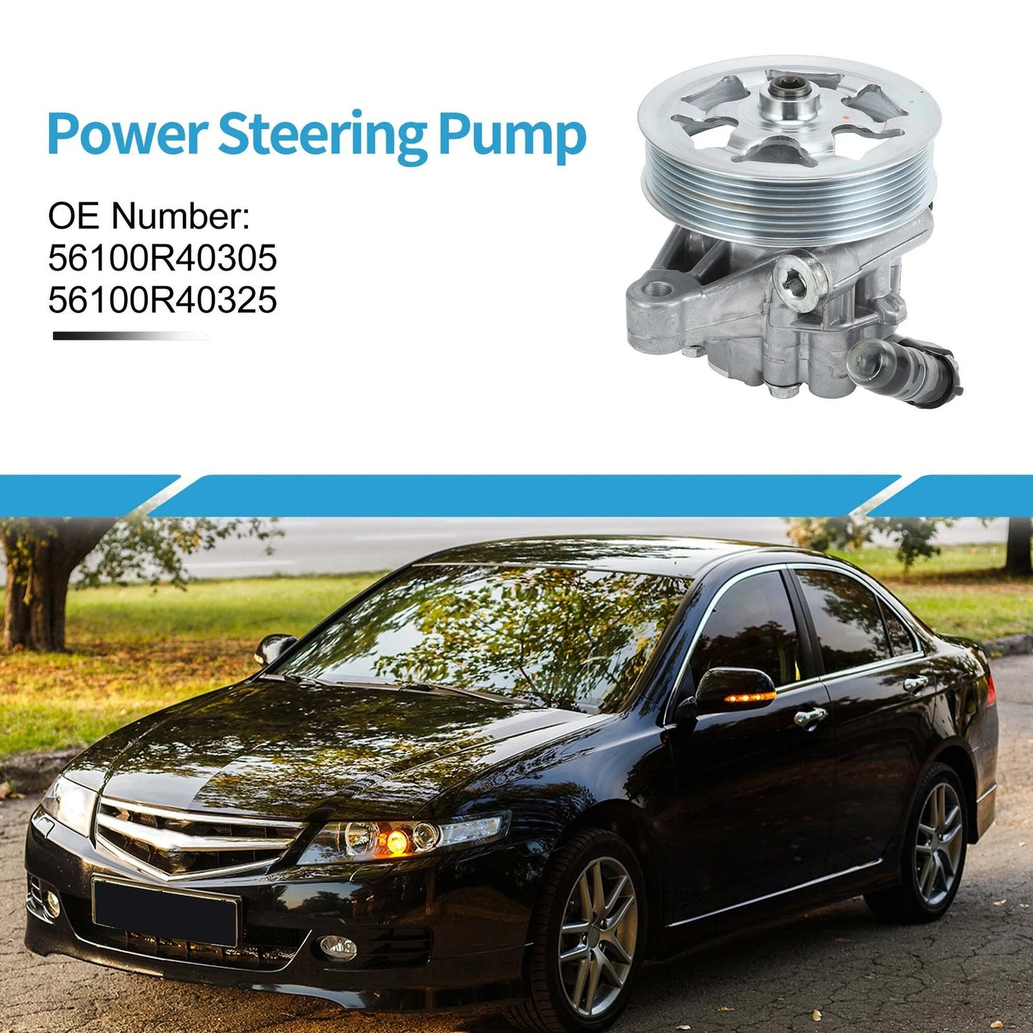 Power Steering Pump w/ Pulley for Honda Accord (2008-2012) 2.4L