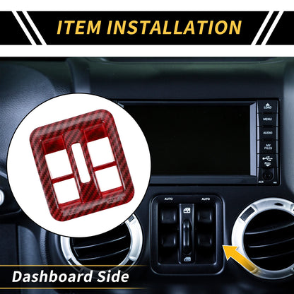 Dashboard Window Switch Button Cover Trim for Jeep Wrangler JK (2007-2018)
