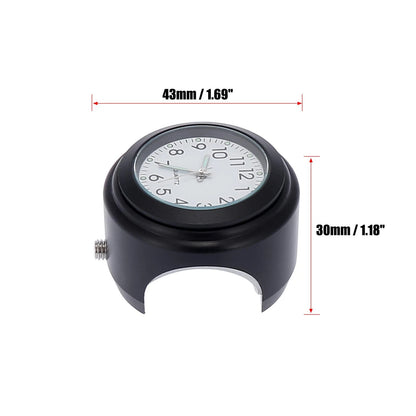 Handlebar Watch Clock Set 22-25mm 7/8" to 1" for Motorcycle Black White Panel