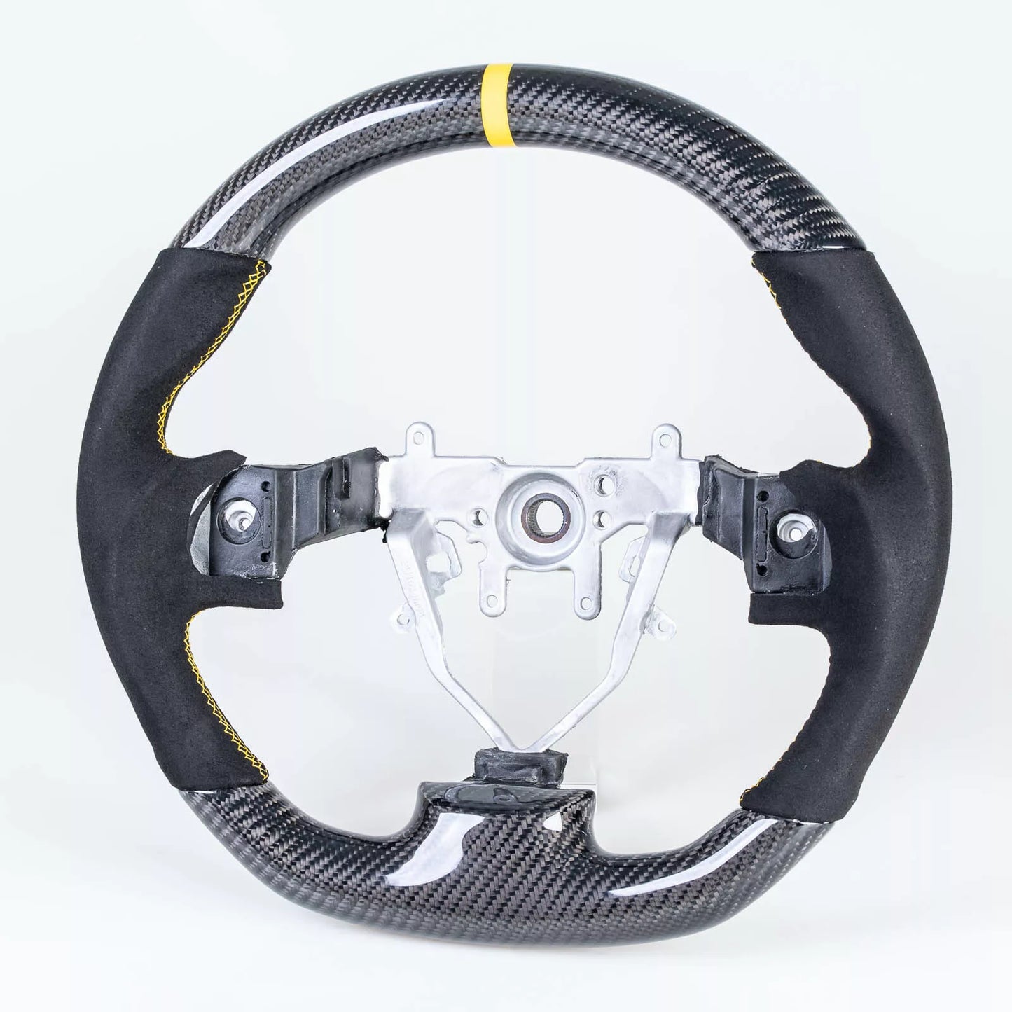 Flat Bottom Carbon Suede Yellow Steering Wheel for Subaru Impreza WRX/STI (2008-2014)