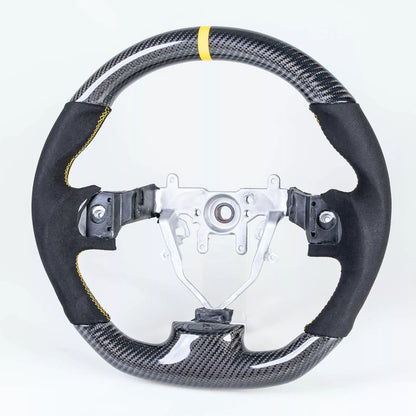 Flat Bottom Carbon Suede Yellow Steering Wheel for Subaru Impreza WRX/STI (2008-2014)