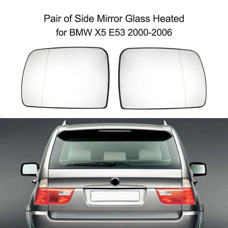Heated Clear Mirror Glass for BMW X5 E53 (2000-2006) - 1 Pair