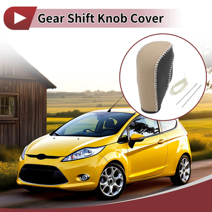 Car Gear Shift Knob Cover for Ford Fiesta (2011-2019) - Beige Faux Leather