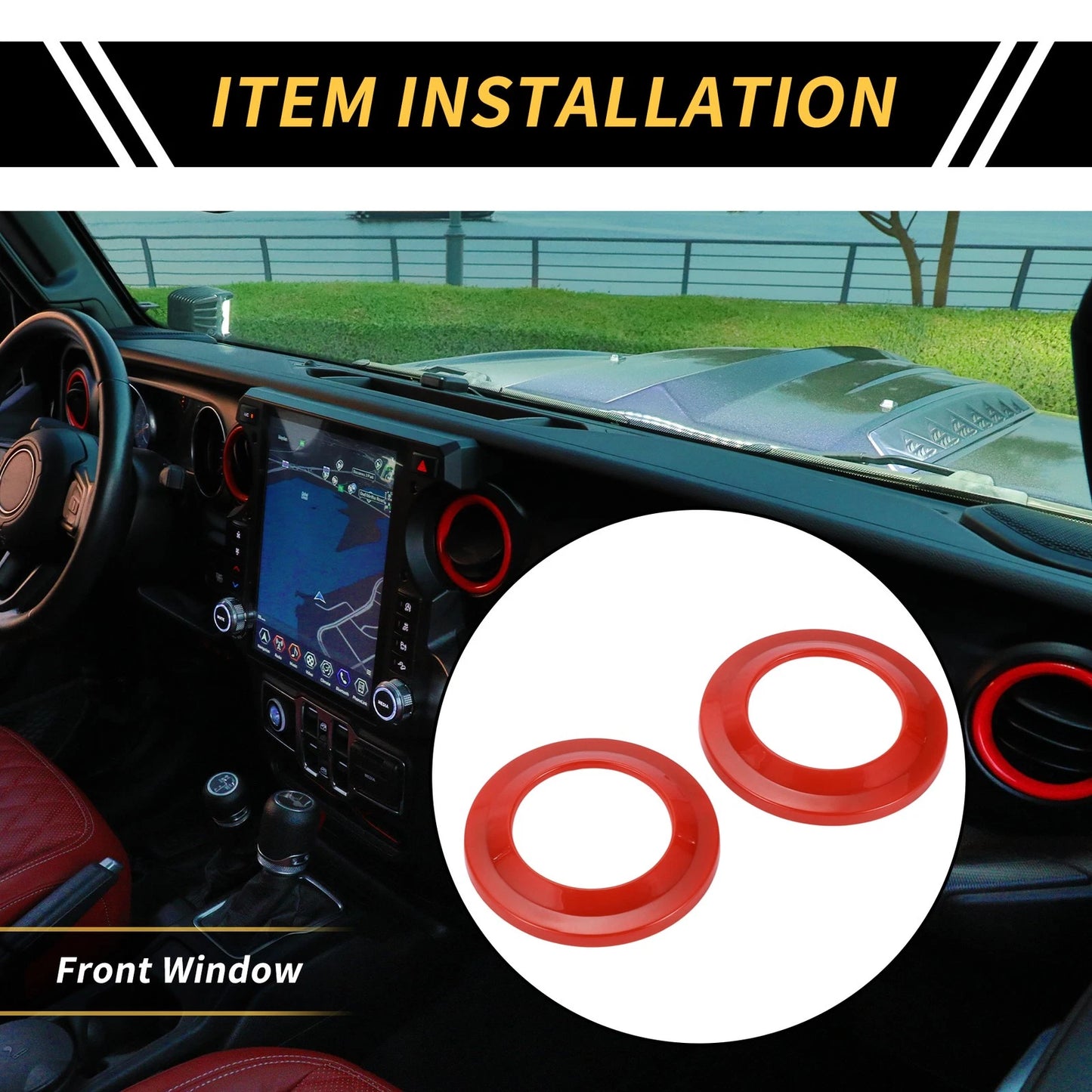 A Pillar Speaker Ring Cover Trim for Jeep Wrangler JK (2007-2014) Red