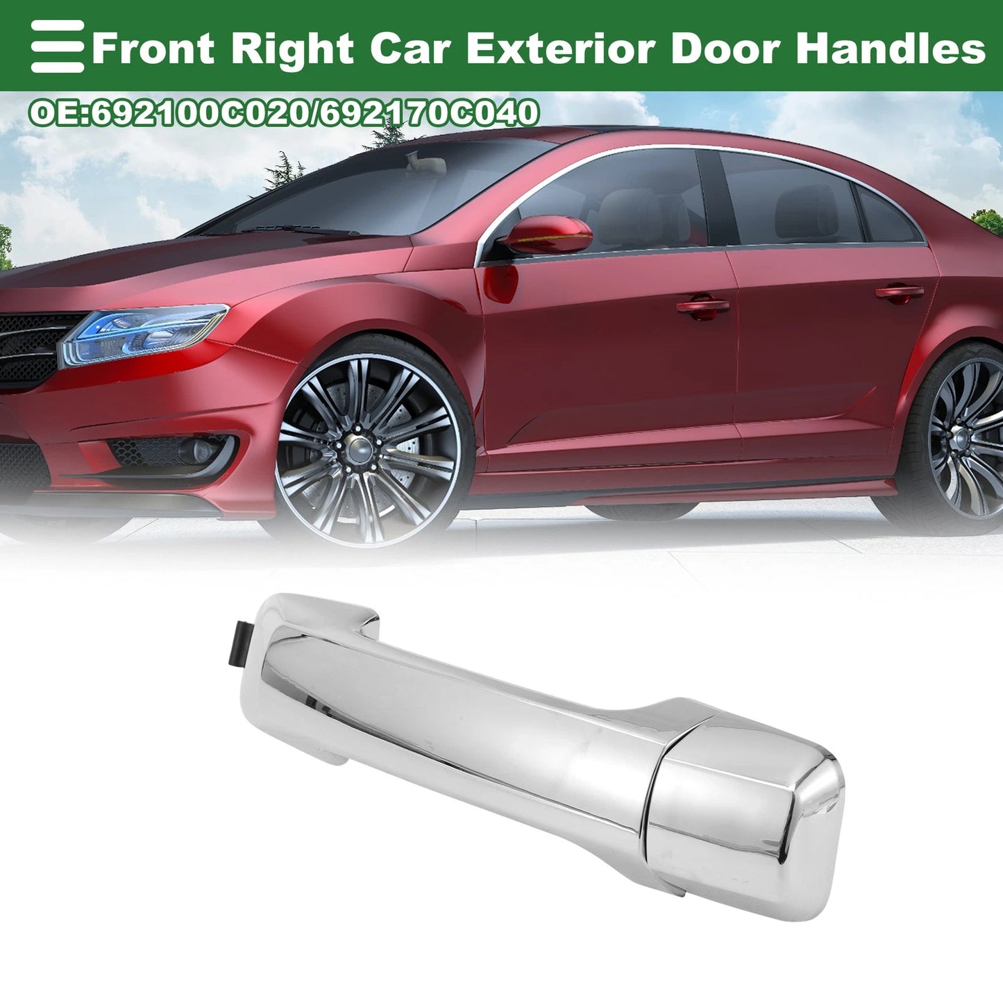 Silver Tone Front Right Exterior Door Handle for Toyota Tundra