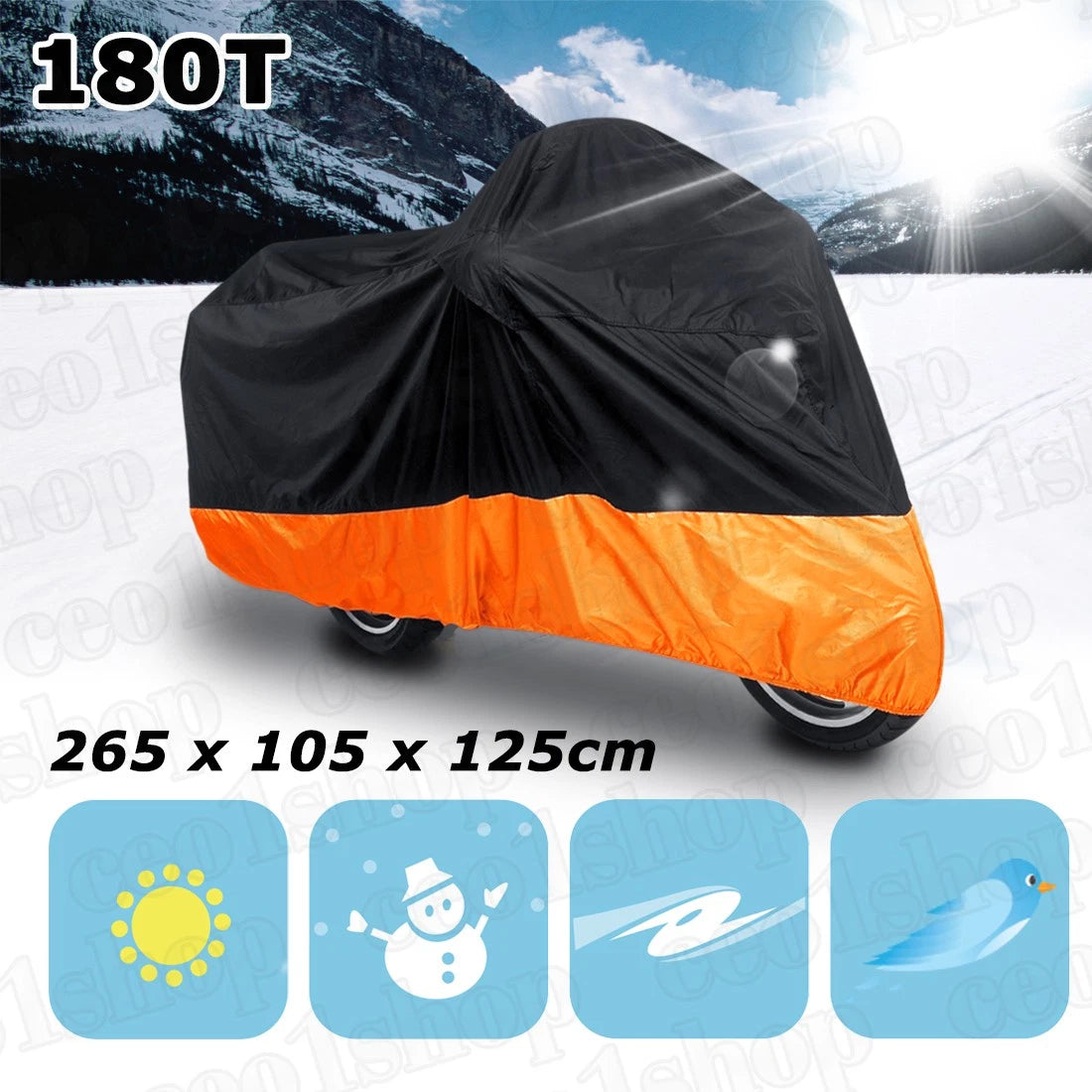 XXL Black+Orange Motorcycle Cover for Honda Shadow Rebel