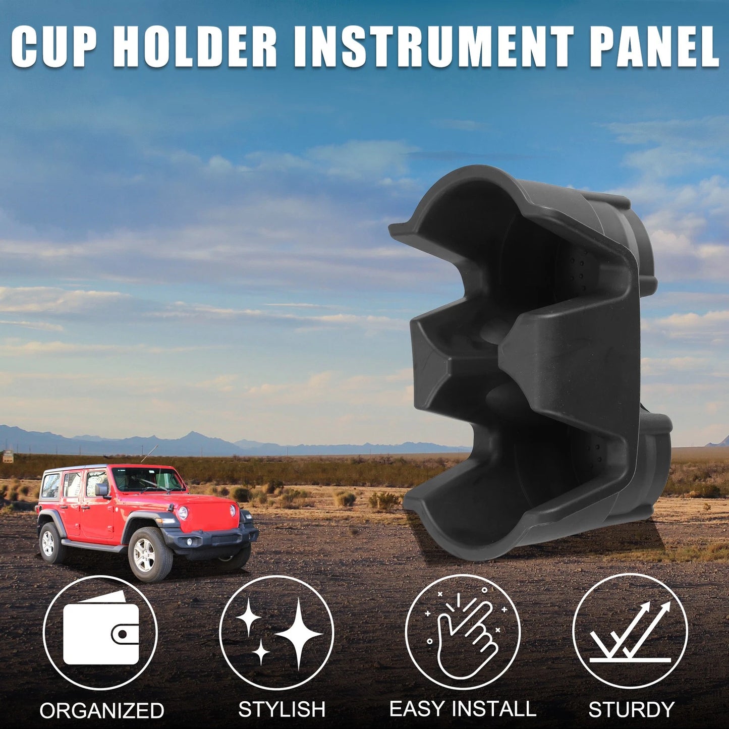 Cup Holder for Jeep Wrangler 2001-2006 - Practical Drink Holder Black