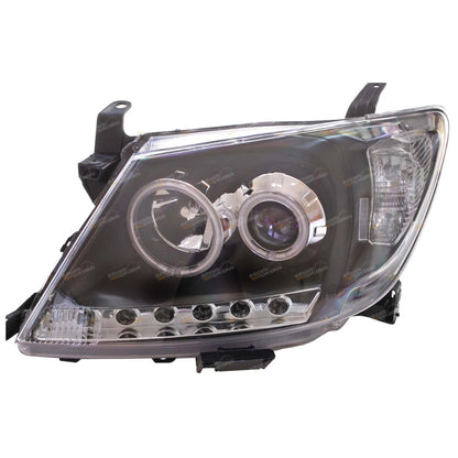 2 x LED Black Projector Headlights for Toyota Hilux (2005–2011)