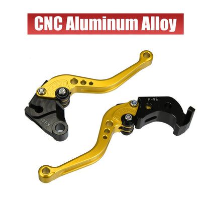 2 x Motorcycle Brake Clutch Levers Adjustable Folding for Kawasaki Gold Tone