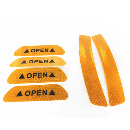 6 x Reflective Yellow Door Warning Decals for Car