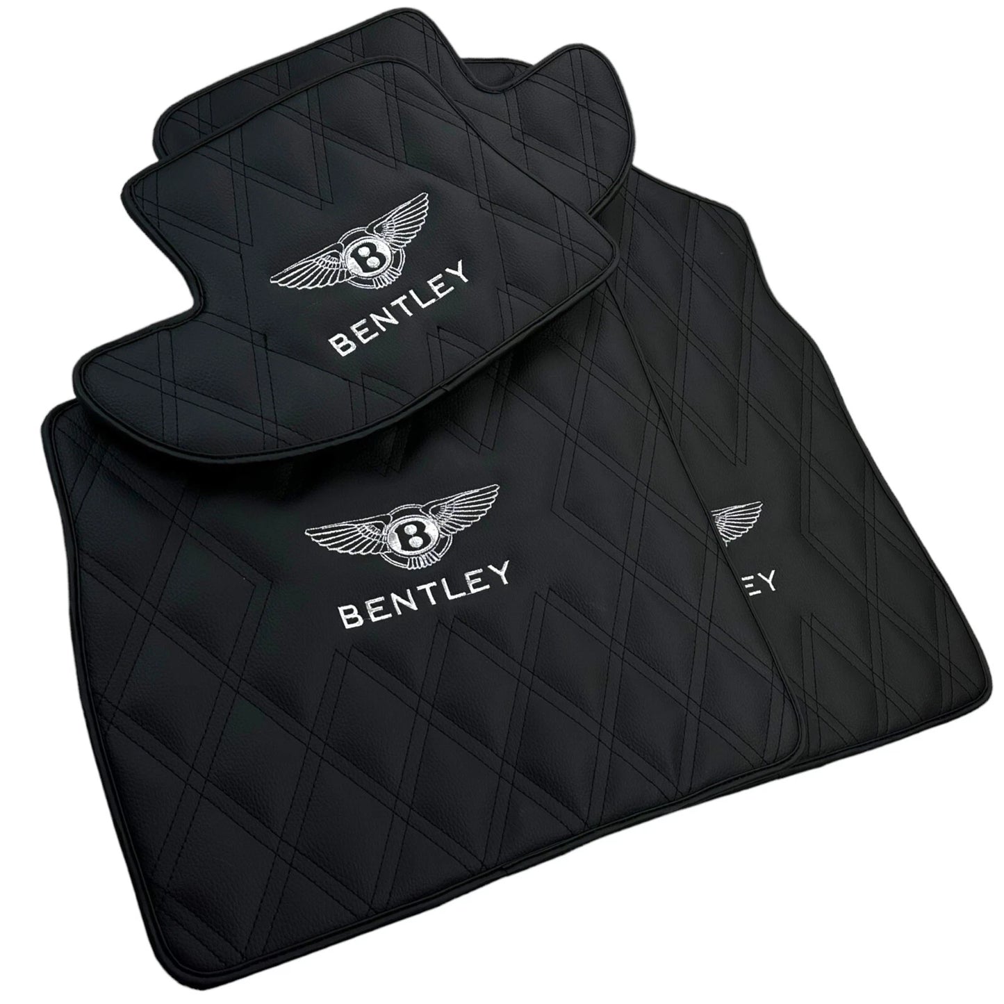Black Leather Floor Mats for Bentley Continental GT (2004-2017) - Hand Made Set