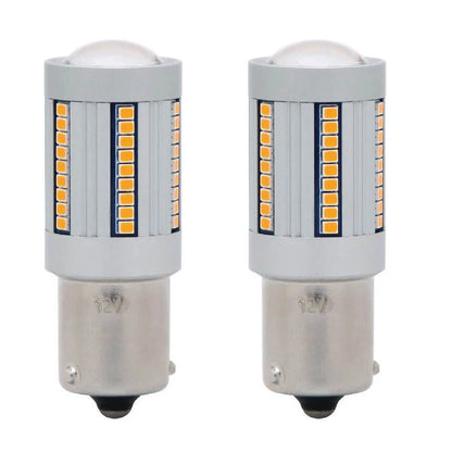 2 x LED Amber Indicator Signal Light Bulbs BAU15S for Universal (12V)