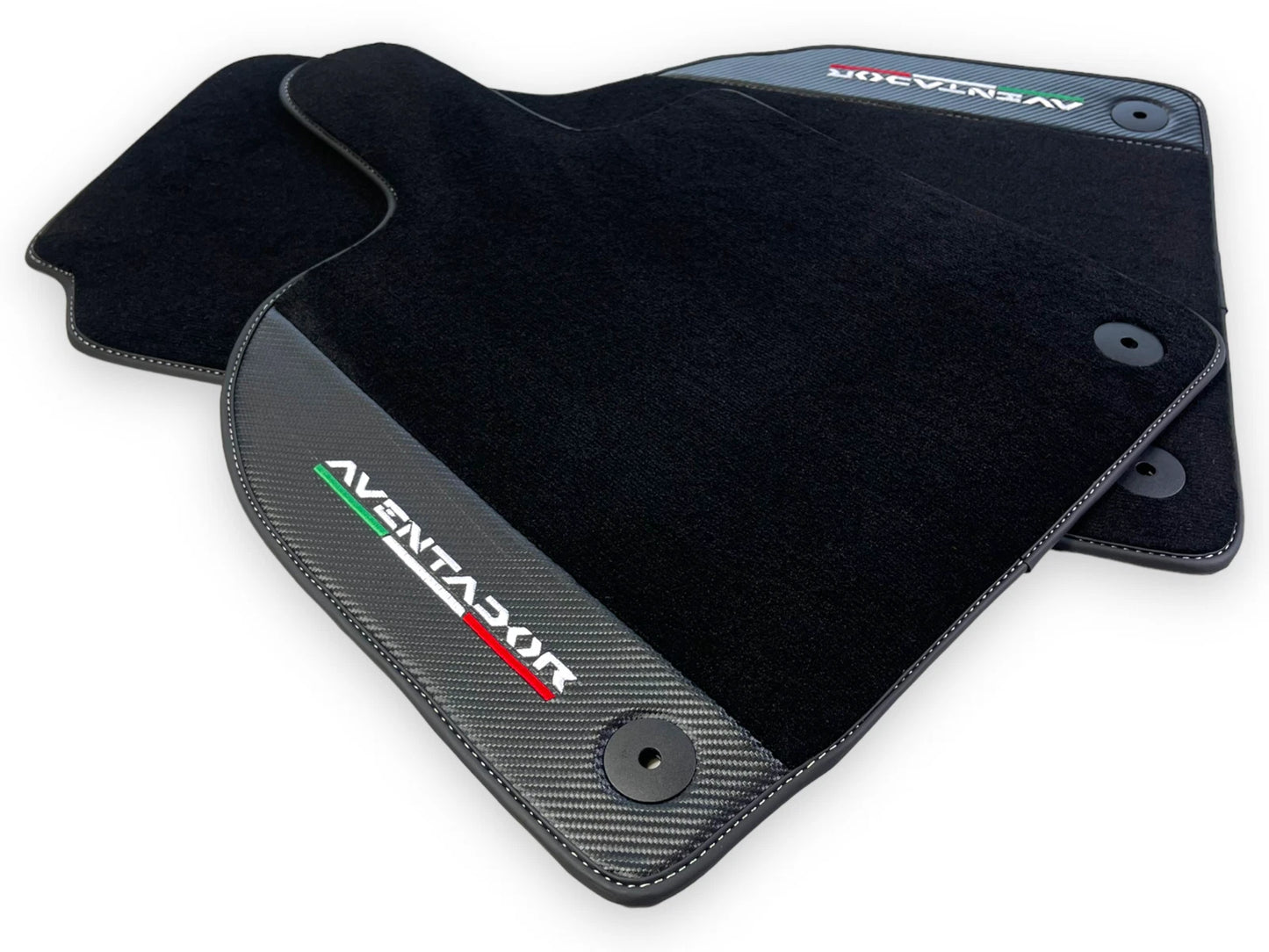 Black Floor Mats for Lamborghini Aventador 2012-2022 with Carbon Fiber Leather