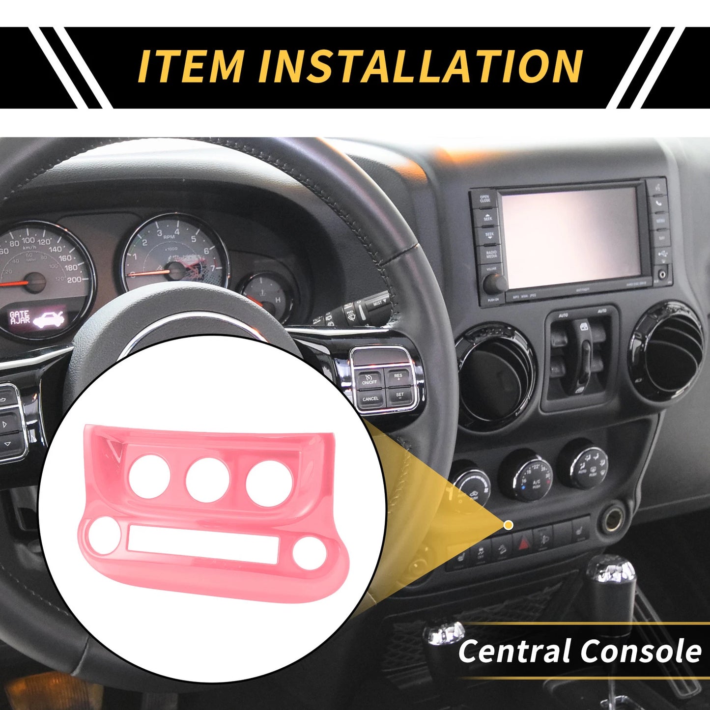 AC Switch Button Control Cover Trim for Jeep Wrangler JK JKU (2011-2017) Pink