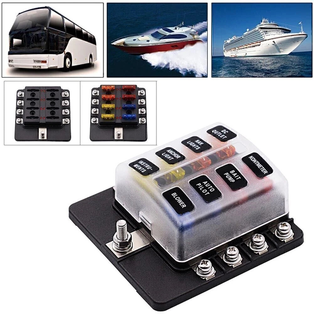 8 Way LED Fuse Box Block Holder for Universal Use