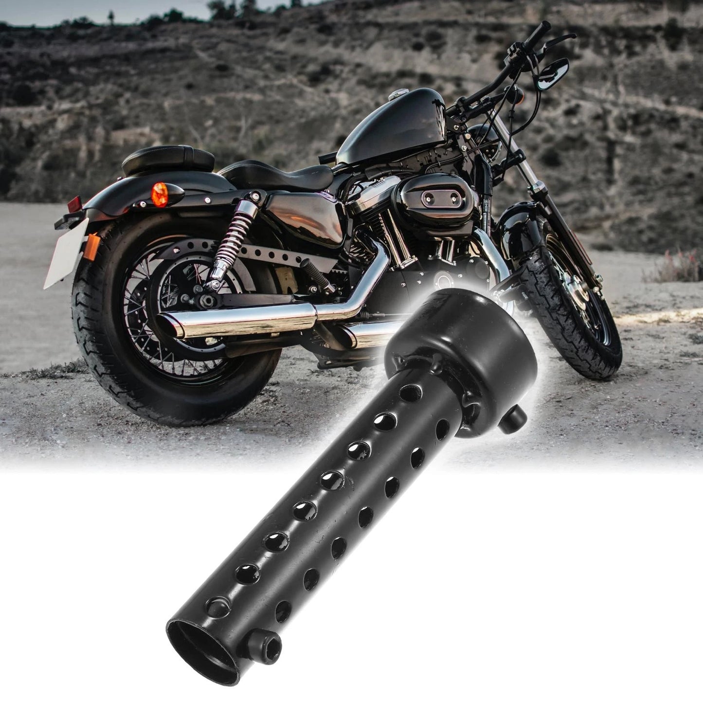 Exhaust Silencer Muffler Pipe 42mm for Motorcycle Black
