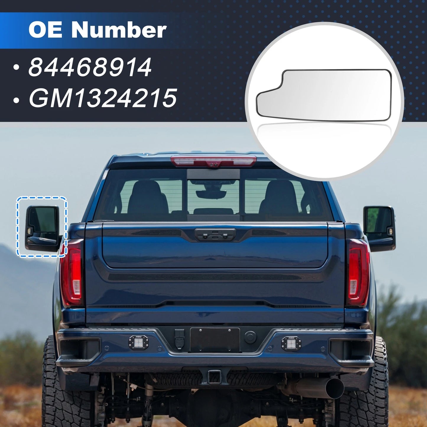 Left Lower Mirror Glass for Chevy Silverado & GMC Sierra 1500 2500HD