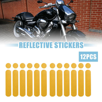 12pcs Reflective Safety Stickers PET for Helmet Bicycle Motorcycle Yellow