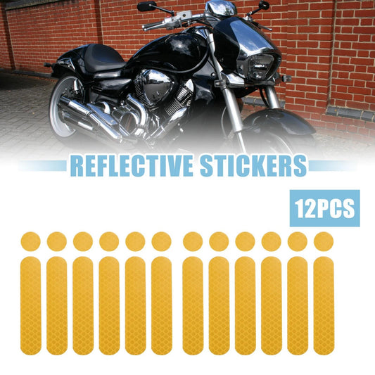 12pcs Reflective Safety Stickers PET for Helmet Bicycle Motorcycle Yellow