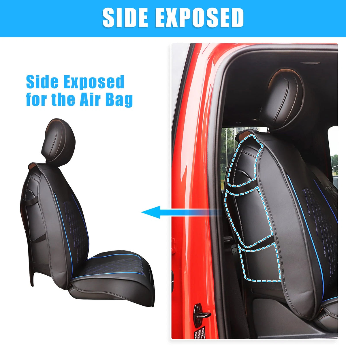 Front & Rear Seat Covers for Ford F-150 Black Blue 5 x Pieces