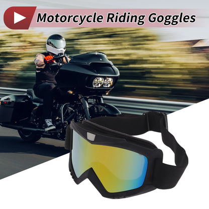 Motorcycle Riding Goggles Colorful Lens Black Frame PC Cycling Sunglasses