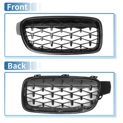 Front Hood Bumper Grille for BMW 3 Series F30 2013-2018 Black 2 x Grilles
