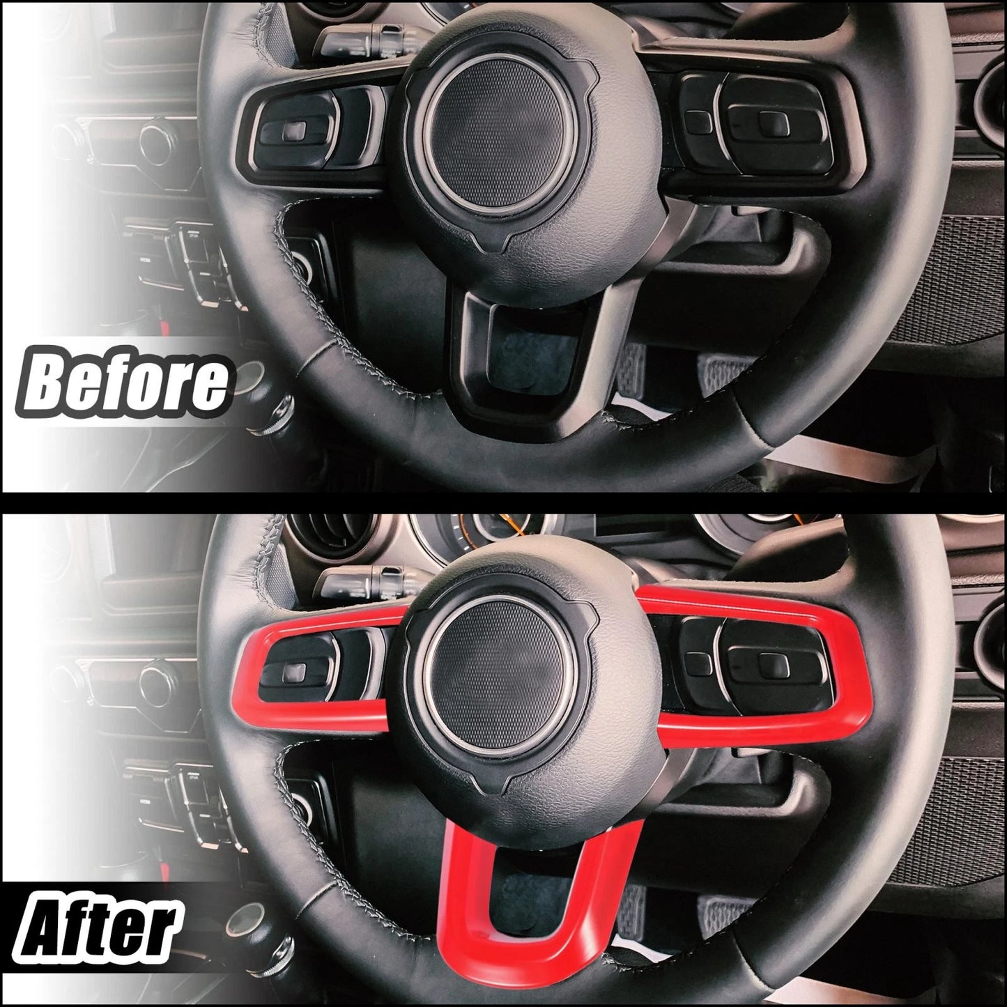 Steering Wheel Cover Trim Set for Jeep Wrangler JL JLU Sport (2018-2021) Red