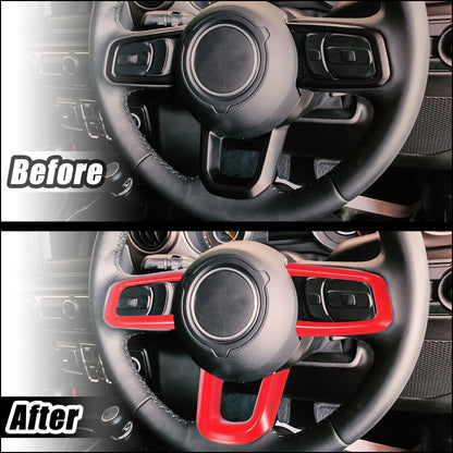 Steering Wheel Cover Trim Set for Jeep Wrangler JL JLU Sport (2018-2021) Red