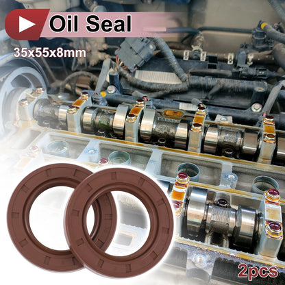 Oil Seal 2 x 35x55x8mm Seal Ring Rotary Shaft Seal FKM Rubber for Car