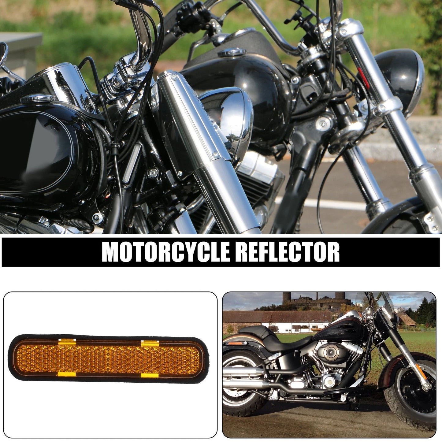 4x M5x0.8 Orange Rectangular Screw-on Reflective Reflector for Make Model