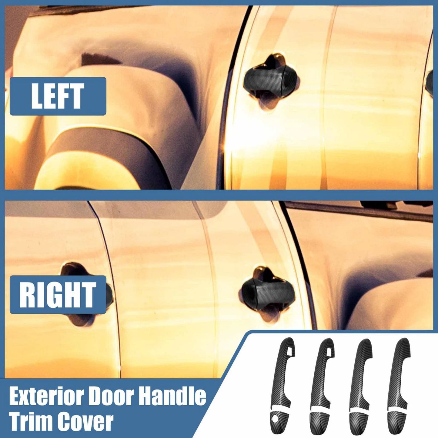 8pcs Carbon Fiber Door Handle Covers for Toyota Tacoma (2016-2021) Black