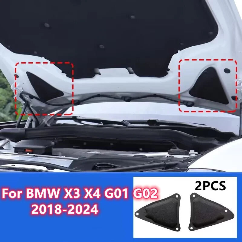 Cotton Hood Engine Insulation Triangle Trim Pad 2 x for BMW X3 X4 (2018–2024)