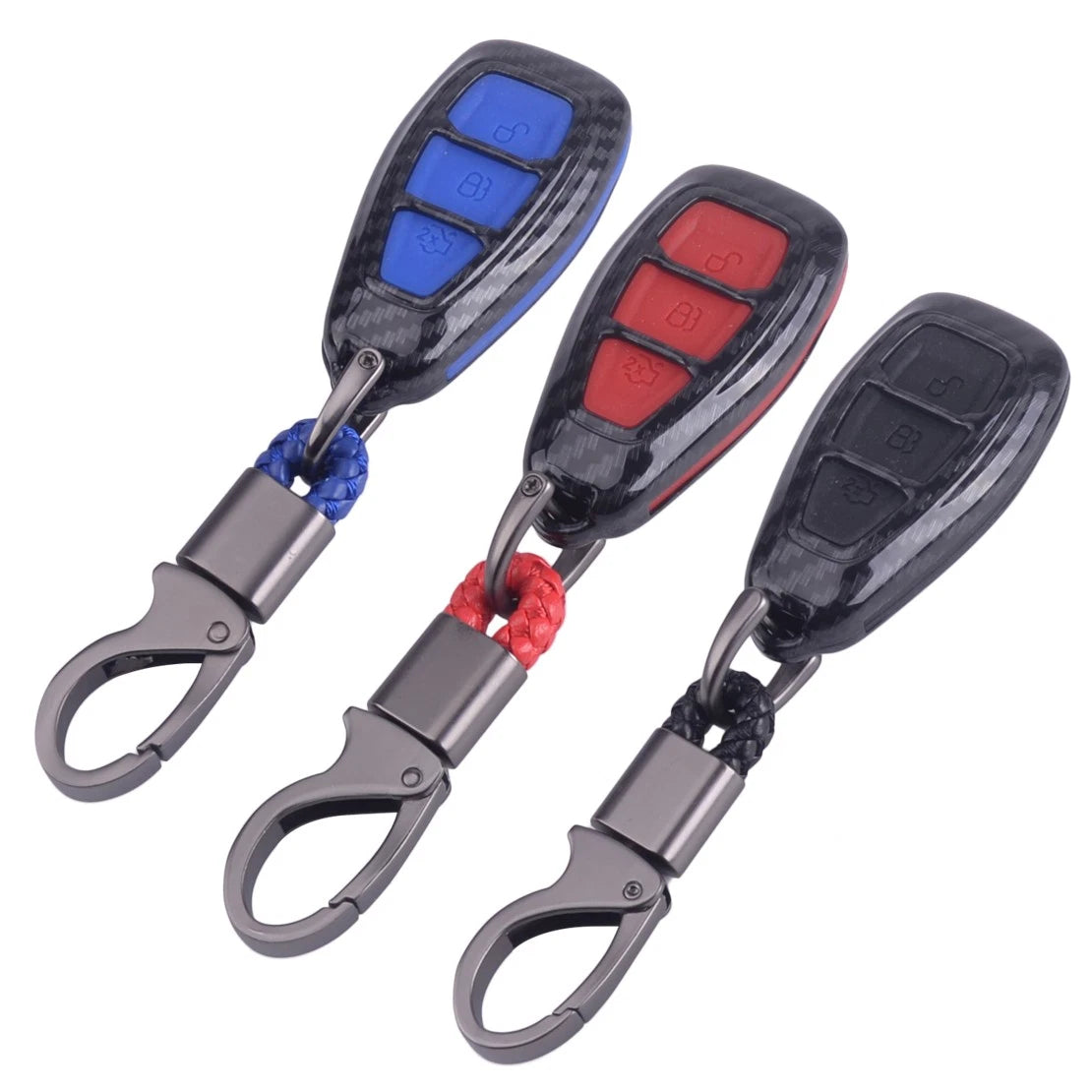Carbon Fiber Remote Key Case Cover for Ford Focus Fiesta Kuga C-Max Galaxy