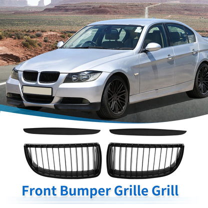Hood Bumper Grille for BMW 325i E90 (2006-2013) Matte Black Pair