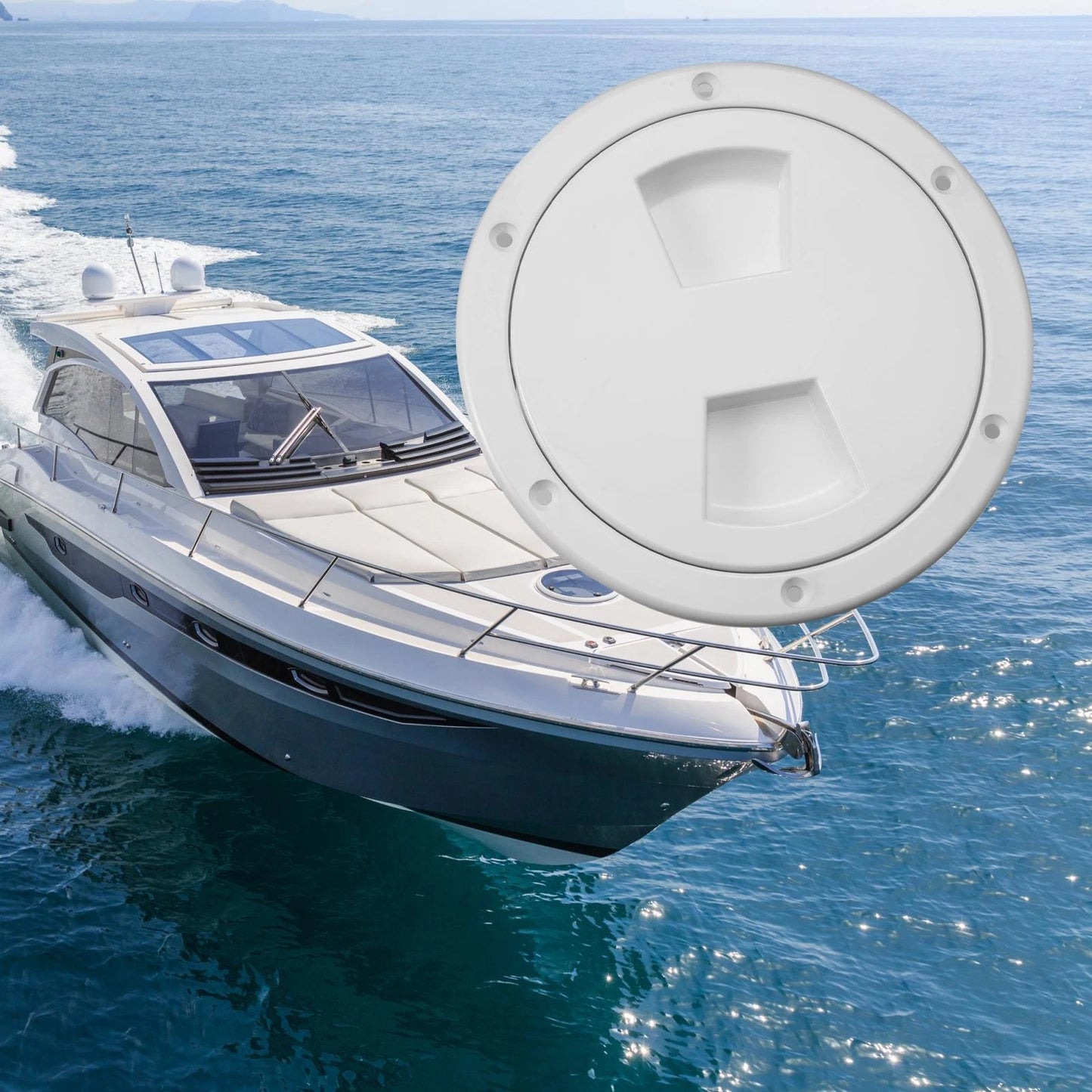 Deck Plate Hatch 6 Inch Round for Boat Marine White