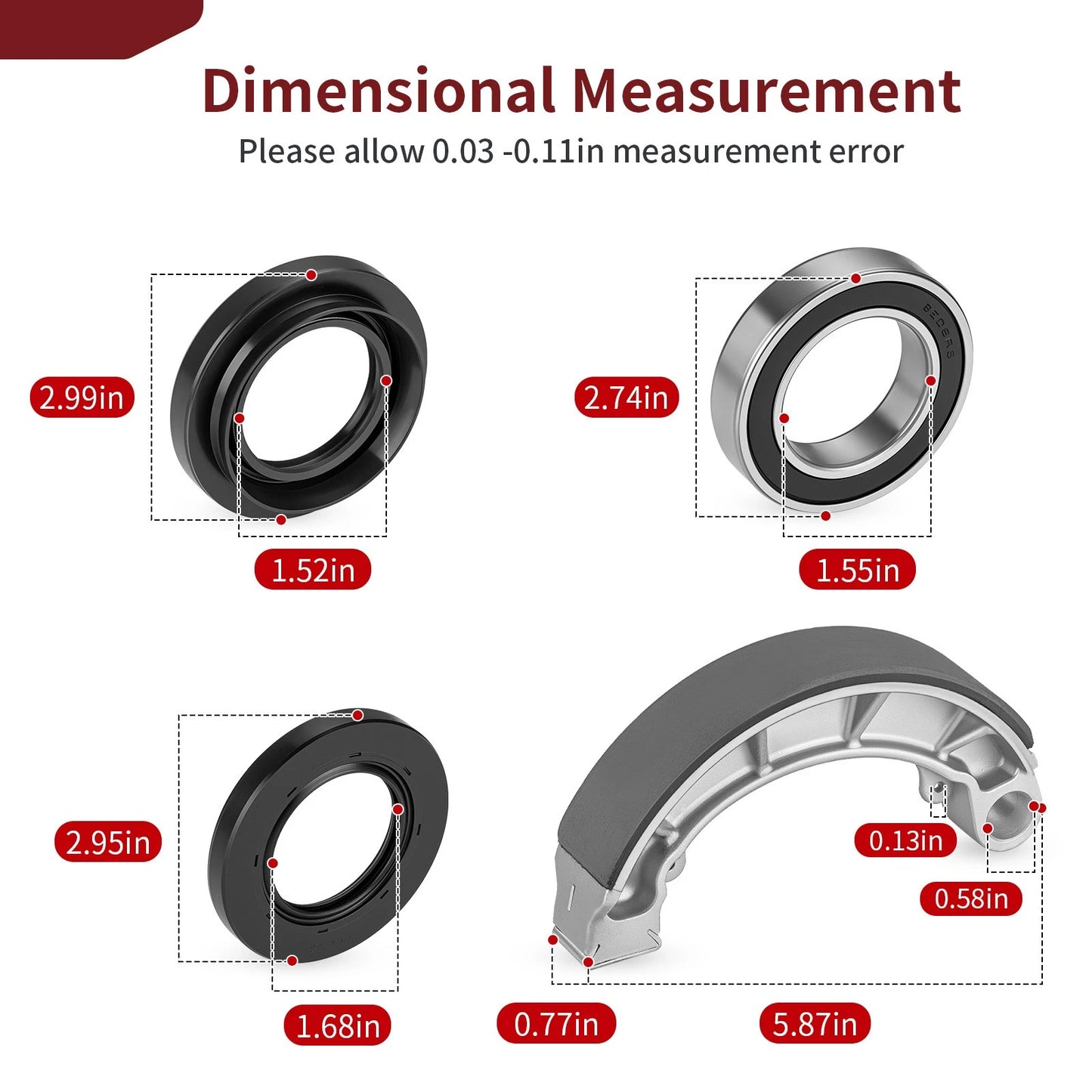 Brake Drum Bearing Seals & Shoes Kit for Honda Rancher 420 TRX420FM (2007–2013)