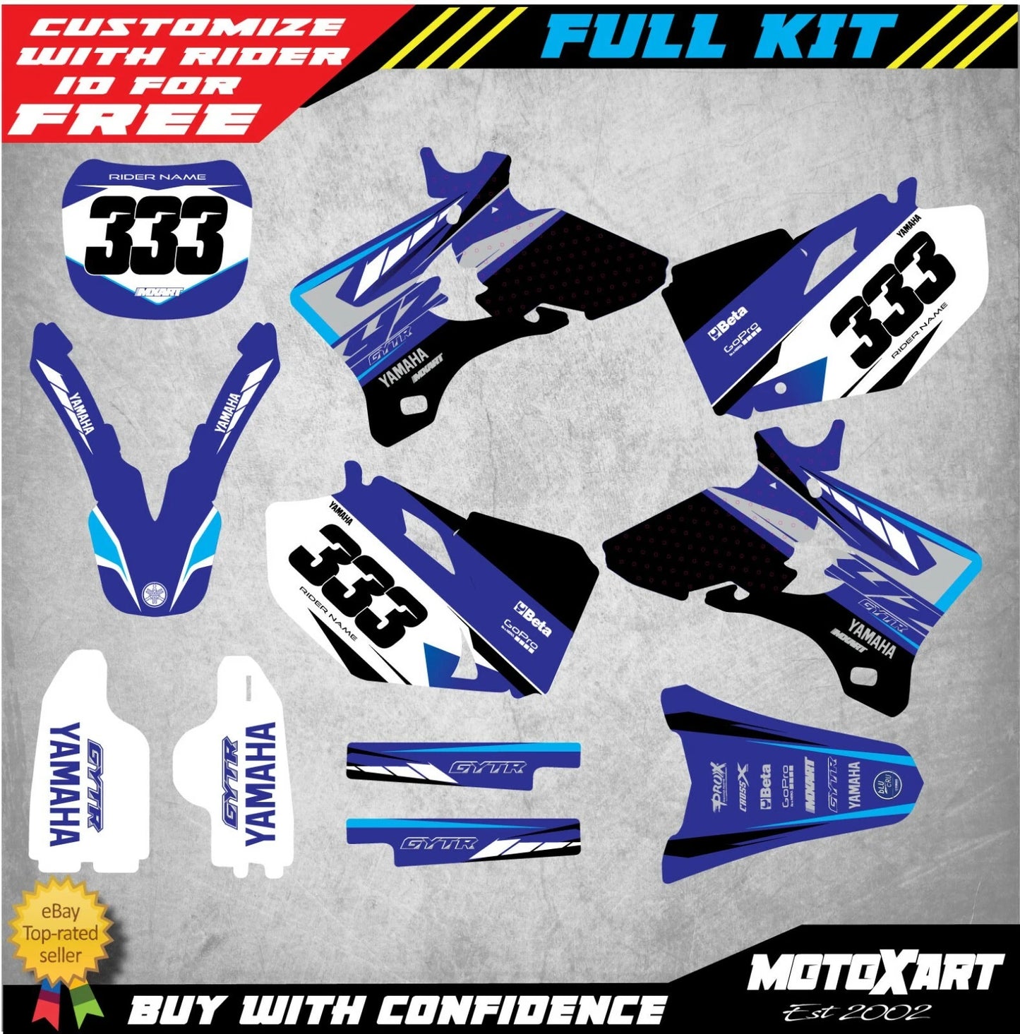 Custom Graphic Kit for Yamaha YZF 250 (2003-2005) TORNADO STYLE Decals