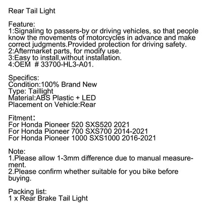 Rücklicht für Honda Pioneer 520 700 1000 (2014-2021)