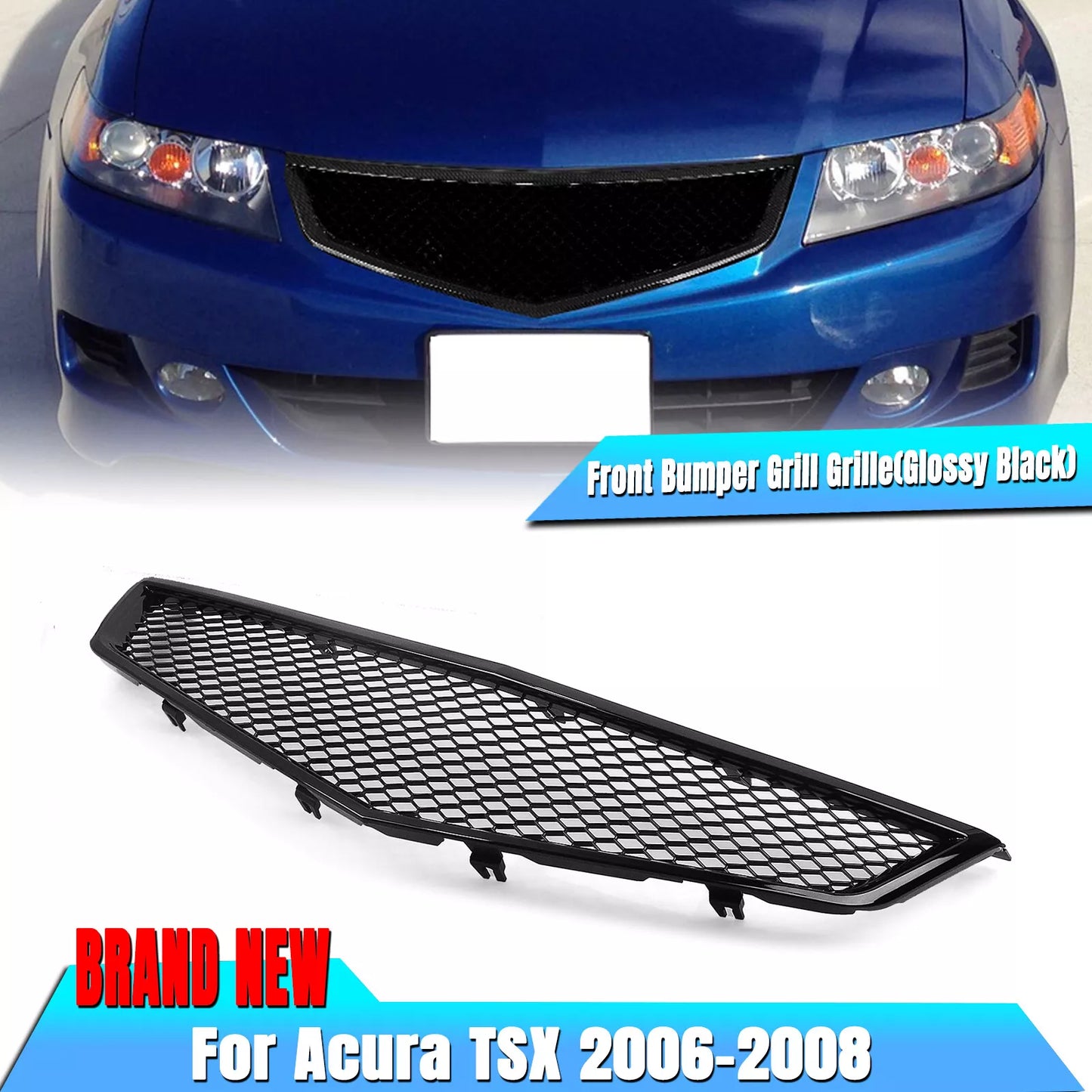 Grille Mesh for Acura TSX 2006-2008 Gloss Black Honeycomb (2006-2008)
