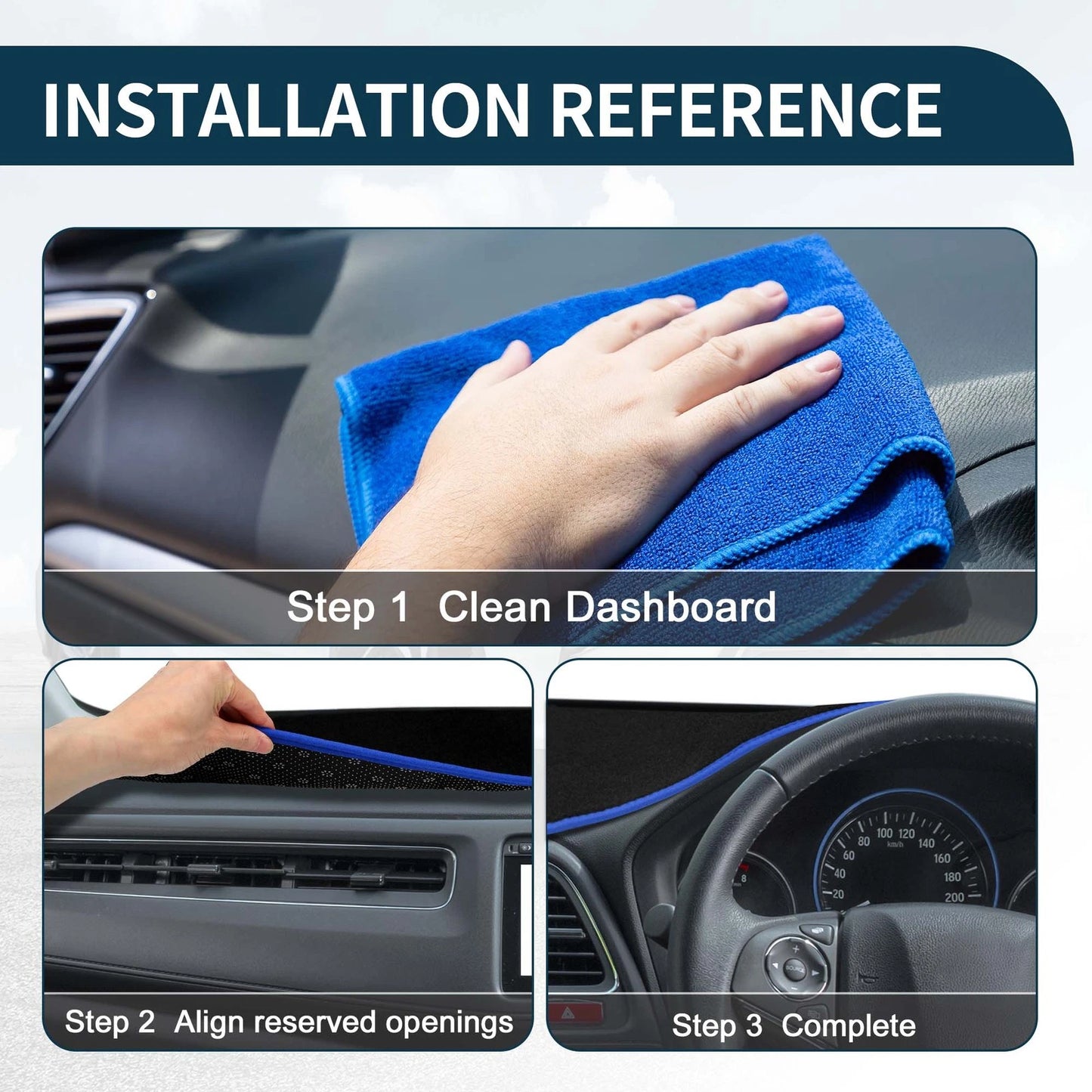 Dashboard Cover Mat for Mercedes Benz S Class W222 2014-2020 Black Blue