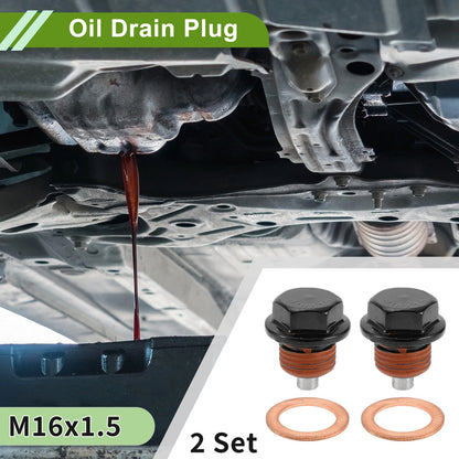 M16x1.5 Copper Oil Drain Plug W/ Gasket for 2x Car Motorcycle