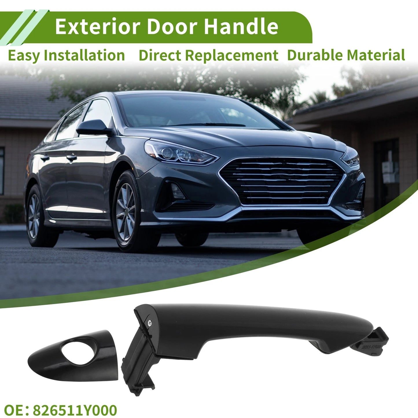 Exterior Door Handle for Hyundai Kia Picanto Black Front Left