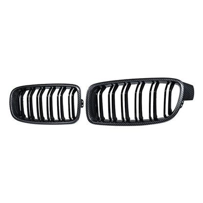 Carbon Style Kidney Grille & Side Mirror Cover Cap for BMW F30 F31 328i 335i (2012-2018)