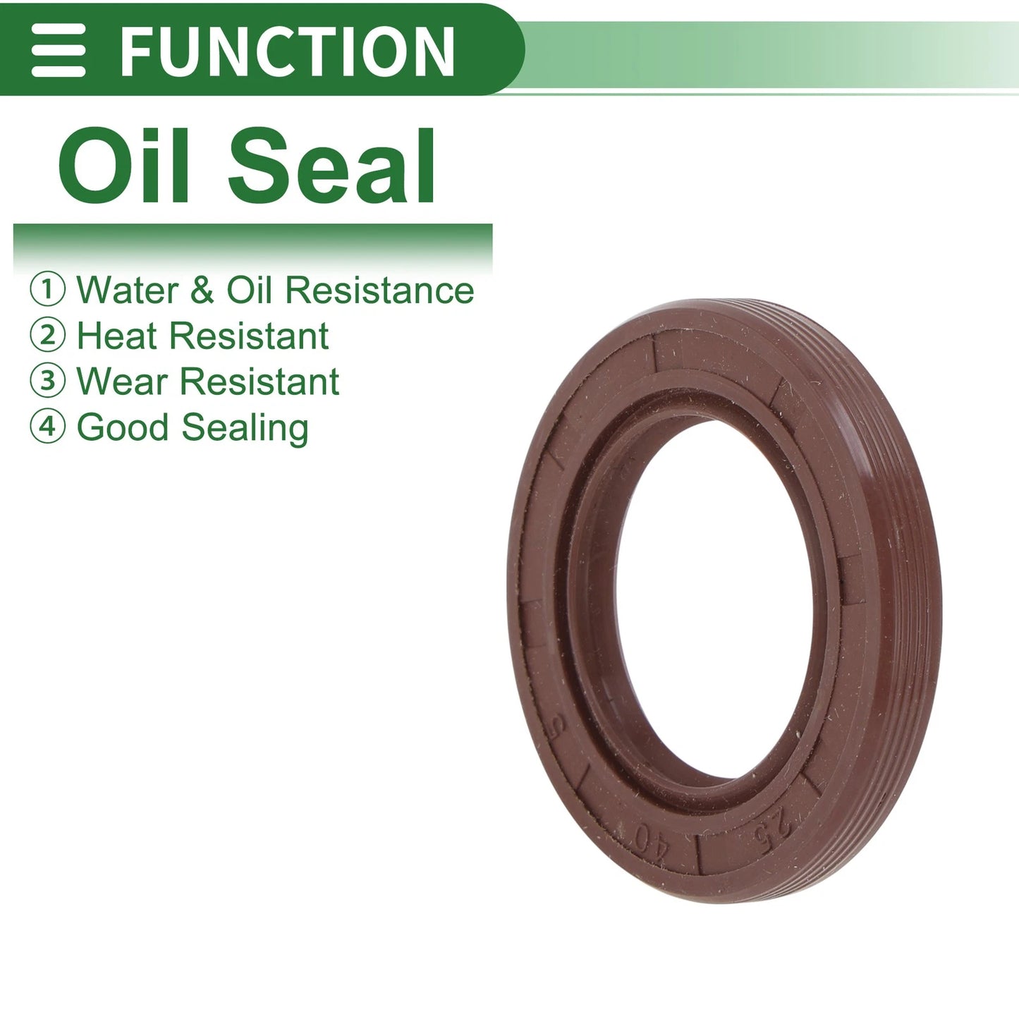 Oil Seal 25x40x5mm FKM Rubber High Pressure Brown 5 Pcs