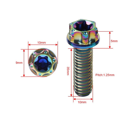 6 x Titanium Bolts Torx Head Flange Screws M10x35mm for Motorcycle Bike