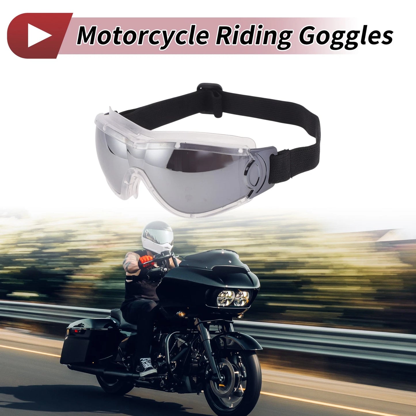 Motorcycle Riding Goggles for PC PU Cycling Sunglasses