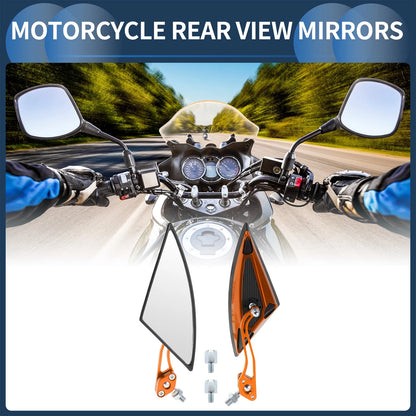 2x M8/M10 Rear View Mirror Handlebar Mirrors Orange Aluminum for Motorcycle